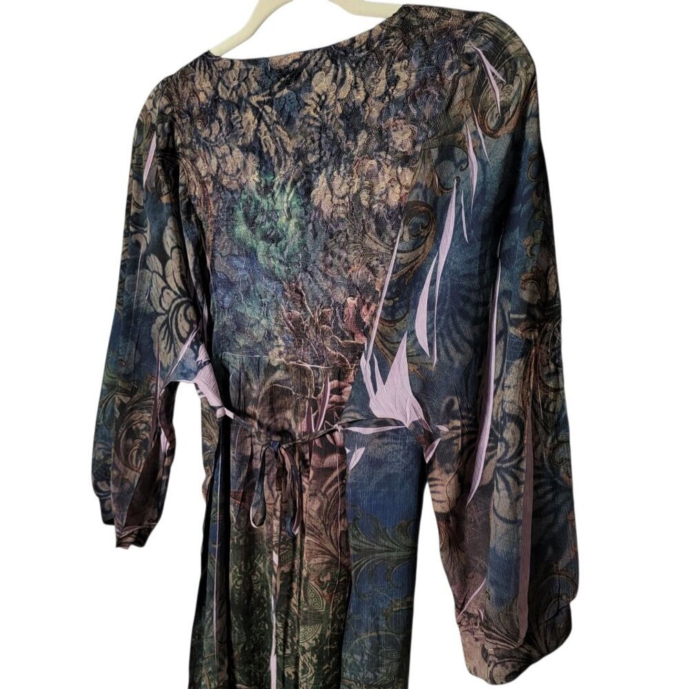 B.L.E.U. Womens Floral Fairycore Y2K Boho Gypsy Boho Rhinestone Back Tie Top S - Picture 6 of 9
